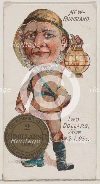 Newfoundland, Two Dollars, from the series Coins of All Nations (N72, variation 1) for Duk..., 1889. Creator: Unknown.