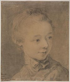 Head of a Young Girl Turning toward the Right, 1758?. Creator: François Hubert Drouais (French, 1727-1775), attributed to.