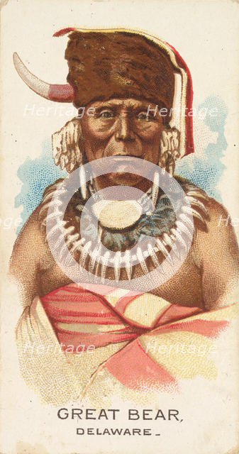 Great Bear, Delaware, from the American Indian Chiefs series (N2) for Allen & Ginter Cigar..., 1888. Creator: Allen & Ginter.