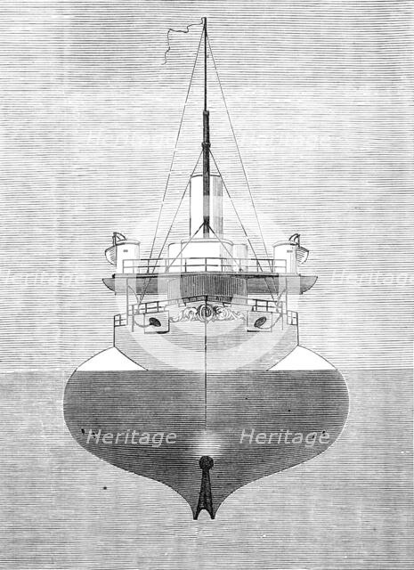 Bow view, showing hull below water-line, 1881. Creator: Unknown.