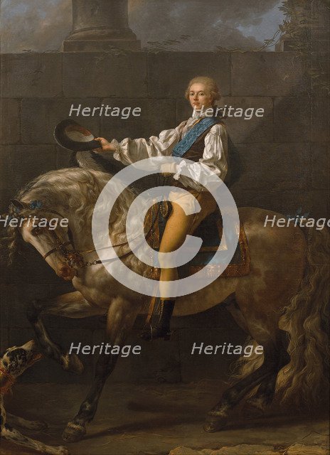Equestrian portrait of Stanislaw Kostka Potocki (1755-1821). Artist: David, Jacques Louis (1748-1825)