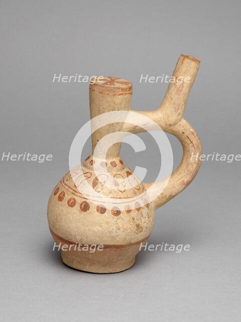 Handle Spout Vessel Depicting Rows of Beans and Dots, 100 B.C./A.D. 500. Creator: Unknown.