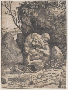 Hercules and the Nemean Lion, ca. 1517-18. Creator: Ugo da Carpi.