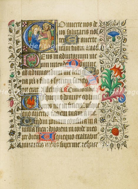 Initial D: The Coronation of the Virgin; Book of Hours, about 1430-1440. Creator: Fastolf Master.