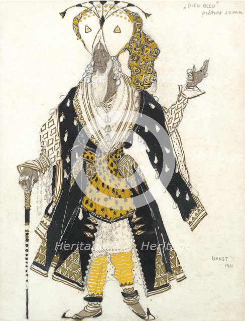 Costume design for the Ballet Blue God by R. Hahn, 1911. Artist: Bakst, Léon (1866-1924)