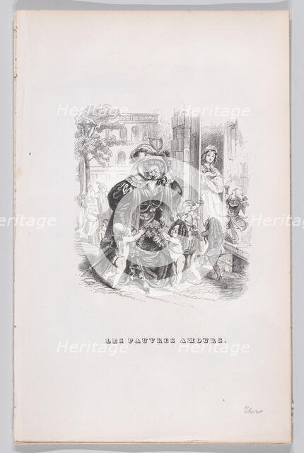 The Poor Putti from The Complete Works of Béranger, 1836. Creator: Jean Ignace Isidore Gerard.