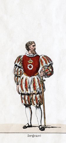 Sergeant, costume design for Shakespeare's play, Henry VIII, 19th century. Artist: Unknown