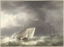 Two sailing ships on turbulent sea, 1803. Creator: Martinus Schouman.