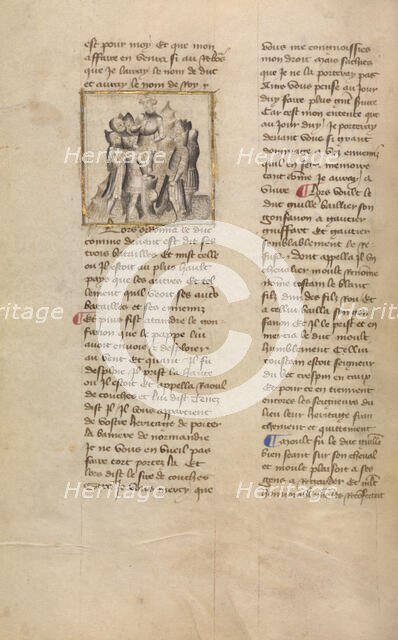 Preparations before the Battle of Hastings; Chronique de Normandie, about 1400-1415. Creator: Unknown.