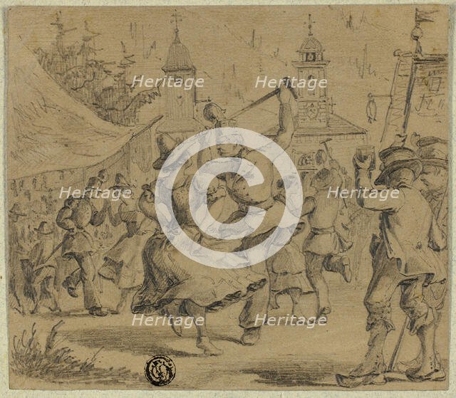 Women and Soldiers Dancing in Village Square, n.d. Creator: Unknown.