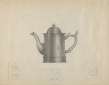Pewter Coffee Pot, 1935/1942. Creator: Henry Meyers.