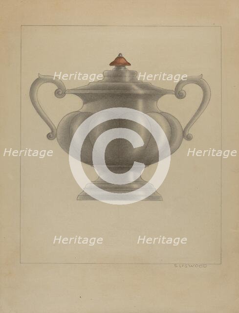 Pewter Sugar Bowl, c. 1936. Creator: Sidney Liswood.