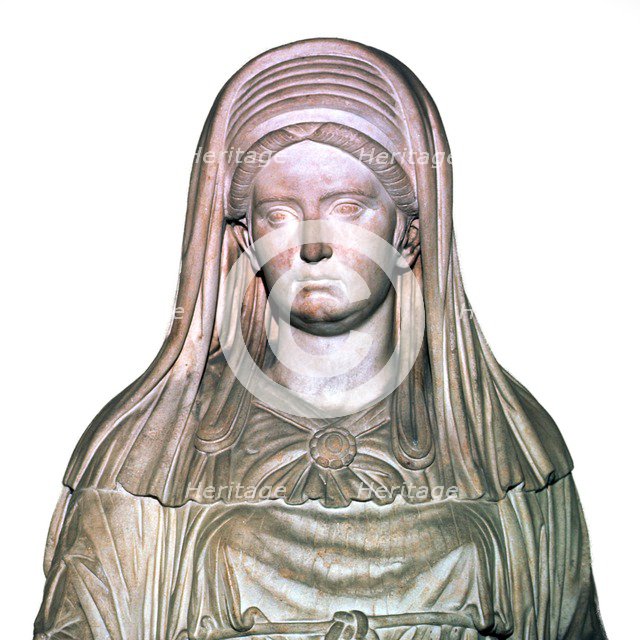 Roman statue of the High Priestess of Vesta. Artist: Unknown