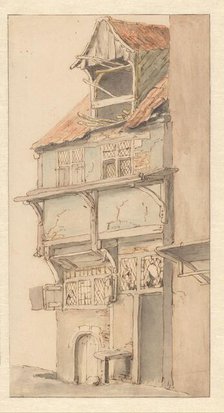 Facade of a corner house with an open dormer window, 1620-1685. Creator: Adriaen van Ostade.
