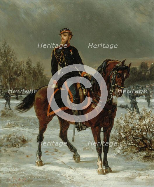 Henry Houssaye (1848-1911), historien et critique, en uniforme de sous-lieutenant de..., en 1871. Creator: Olivier Pichat.