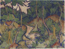 Bathers in landscape, 1920. Creator: Mueller, Otto (1874-1930).
