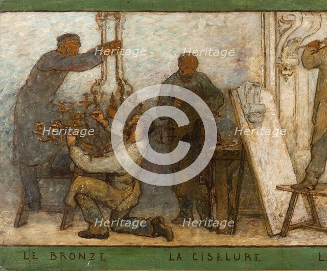 Art spreads its light far and wide: Crafts and industrial design: Sketch for the drawing..., 1880. Creator: Edmond Eugene Valton.