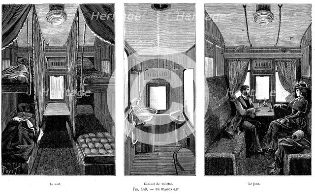 Part of a French railway wagon-lit (sleeping car), 1890. Artist: Unknown