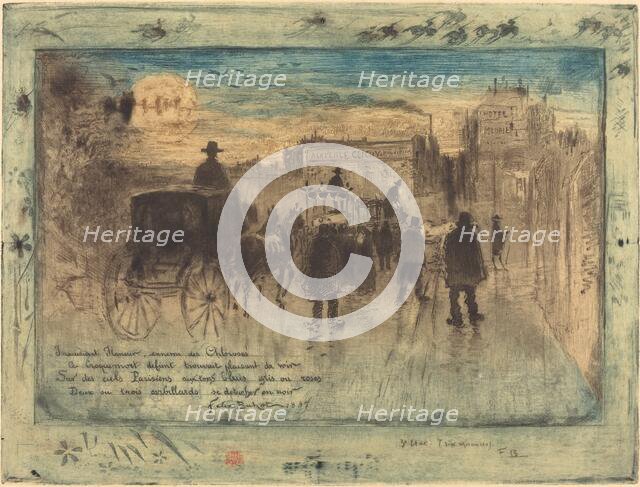 Convoi Funèbre au Boulevard de Clichy (Funeral Procession on the Boulevard de Clichy), 1887. Creator: Felix Hilaire Buhot.