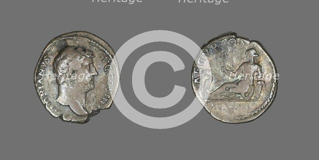 Denarius (Coin) Portraying Emperor Hadrian, 134-138. Creator: Unknown.