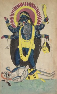 Two Aspects of Kali: Kali Dancing on Shiva, c. 1880 - 1890. Creator: Unknown.