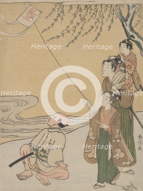Kite Flying, ca. 1766., ca. 1766. Creator: Suzuki Harunobu.