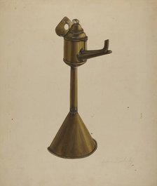 Brass Oil Lamp, c. 1939. Creator: Andrew Topolosky.