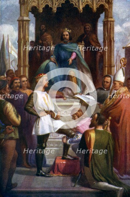 'The Black Prince being made a Knight of the Garter', 1925. Artist: Unknown