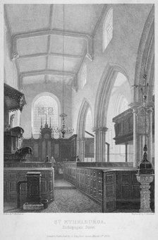 Church of St Ethelburga-the-Virgin within Bishopsgate, City of London, 1860. Artist: T Turnbull