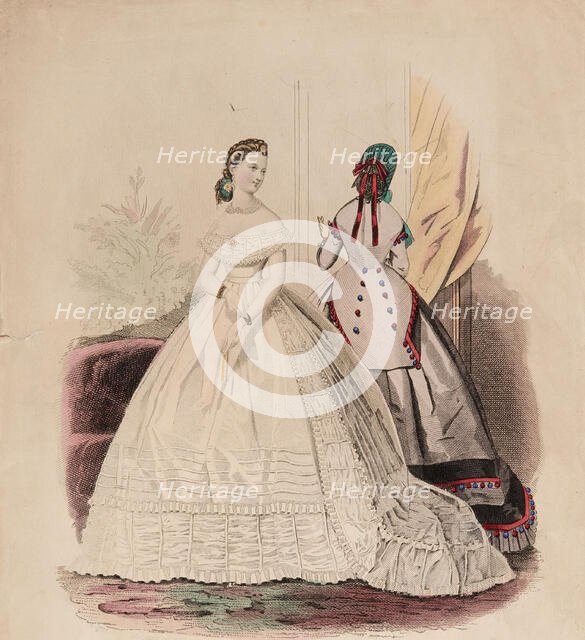 Fashion Plate - Petit Courrier des Dames 'Modes de Paris', 1850. Creator: Gilquin fils.