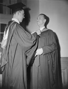 Young men preparing to receive degrees from Howard University, Washington, D.C, 1942. Creator: Gordon Parks.