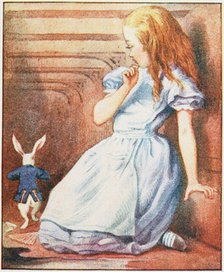 The rabbit started violently, dropped the white kid gloves and the fan.., 1911. Creator: Tenniel, Sir John (1820-1914).