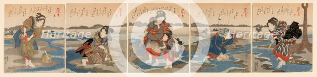 Low Tide at Susaki - A Set of Five (Shiohi goban no uchi), c. 1828/30. Creator: Utagawa Kuniyoshi.