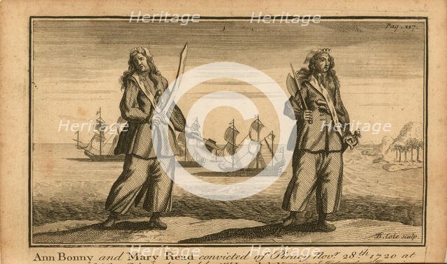 Pirates of the Caribbean: Ann Bonny and Mary Read convicted of Piracy, November 28th, 1720..., 1724. Creator: Cole, B. (active 1720-1754).