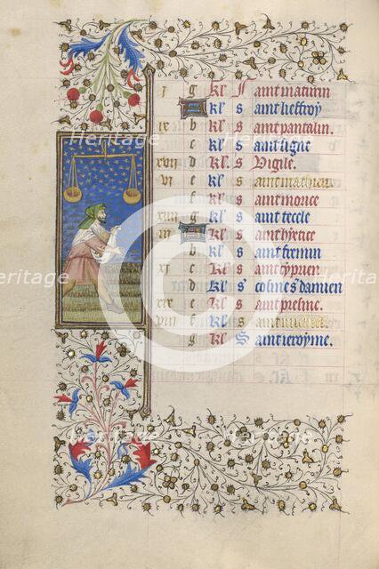 A Man Sowing; Book of Hours, about 1415-1420. Creator: Workshop of the Master of the Rohan Hours.