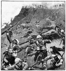 92nd Gordon Highlanders in retreat, Battle of Majuba Hill, 1st Boer War, 26-27 February 1881. Artist: Richard Caton Woodville II