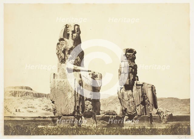 The Statues of Memnon, 1857, printed 1862. Creator: Francis Frith.