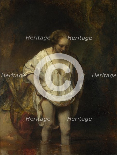 A Woman bathing in a Stream (Hendrickje Stoffels), 1654. Artist: Rembrandt van Rhijn (1606-1669)