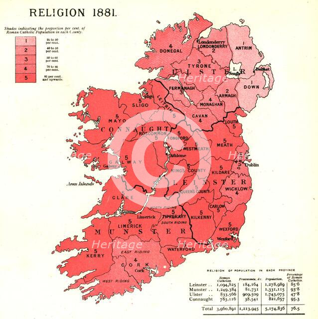 'The Graphic Statistical Maps of Ireland; Religion 1881', 1886.  Creator: Unknown.