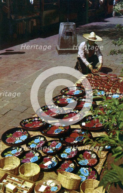 Sidewalk merchant, Olvera Street, Los Angeles, California, USA, 1953. Artist: Unknown