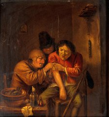 A surgeon attending to a man's arm, c1630s. Creator: Unknown.