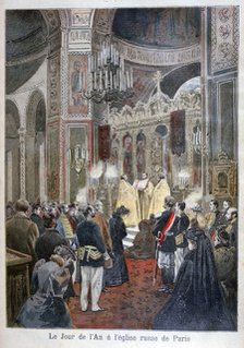 New Year's Day at the Russian church in Paris, 1894. Artist: Unknown