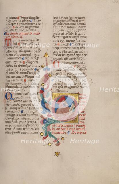 Initial Q: Bust Portrait of a Man with an Open Book, early 15th century. Creator: Cristoforo Cortese.