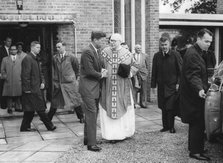 John F. Kennedy (1917-1963) after mass, Ashdown Forest Church, East Sussex, 1963. Artist: Unknown