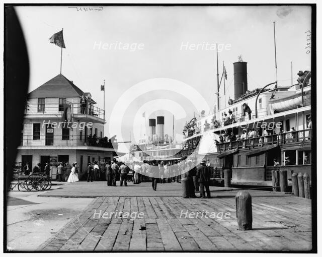 Steamers at pier, Port Huron, Mich., c1908. Creator: Unknown.