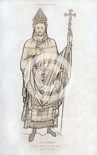 An archbishop, late 12th century, (1843).Artist: Henry Shaw