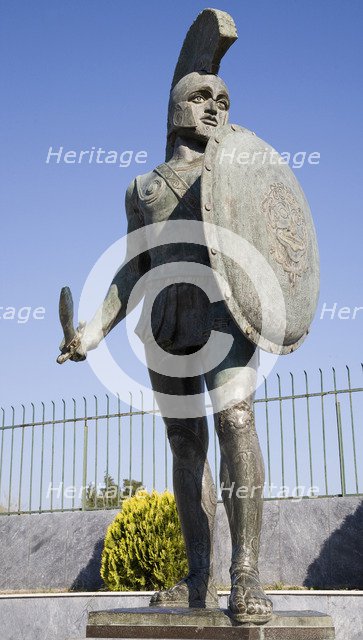 A statue of King Leonidas I, Sparta, Greece. Artist: Samuel Magal