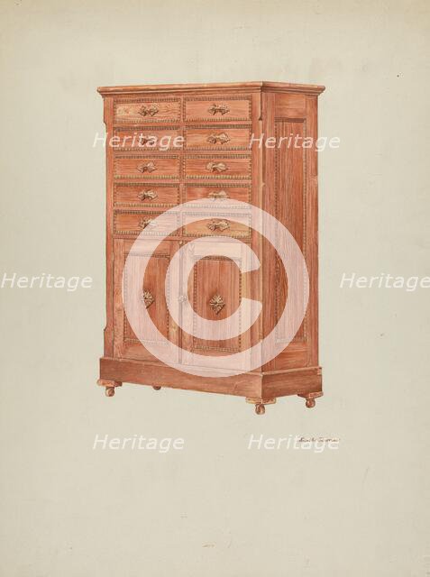 Highboy (Chest of Drawers), c. 1940. Creator: Edith Towner.