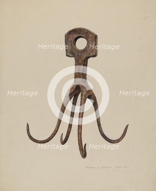 Iron Pot Hook, c. 1940. Creator: Marin J. Bright.
