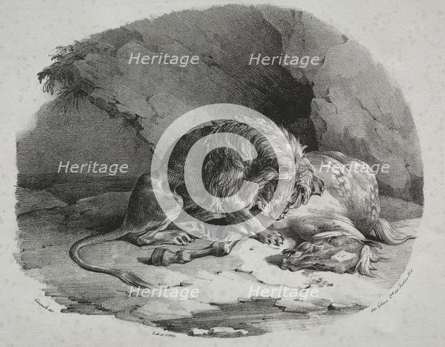 Horse Devoured by a Lion, 1823. Creator: Théodore Géricault (French, 1791-1824).